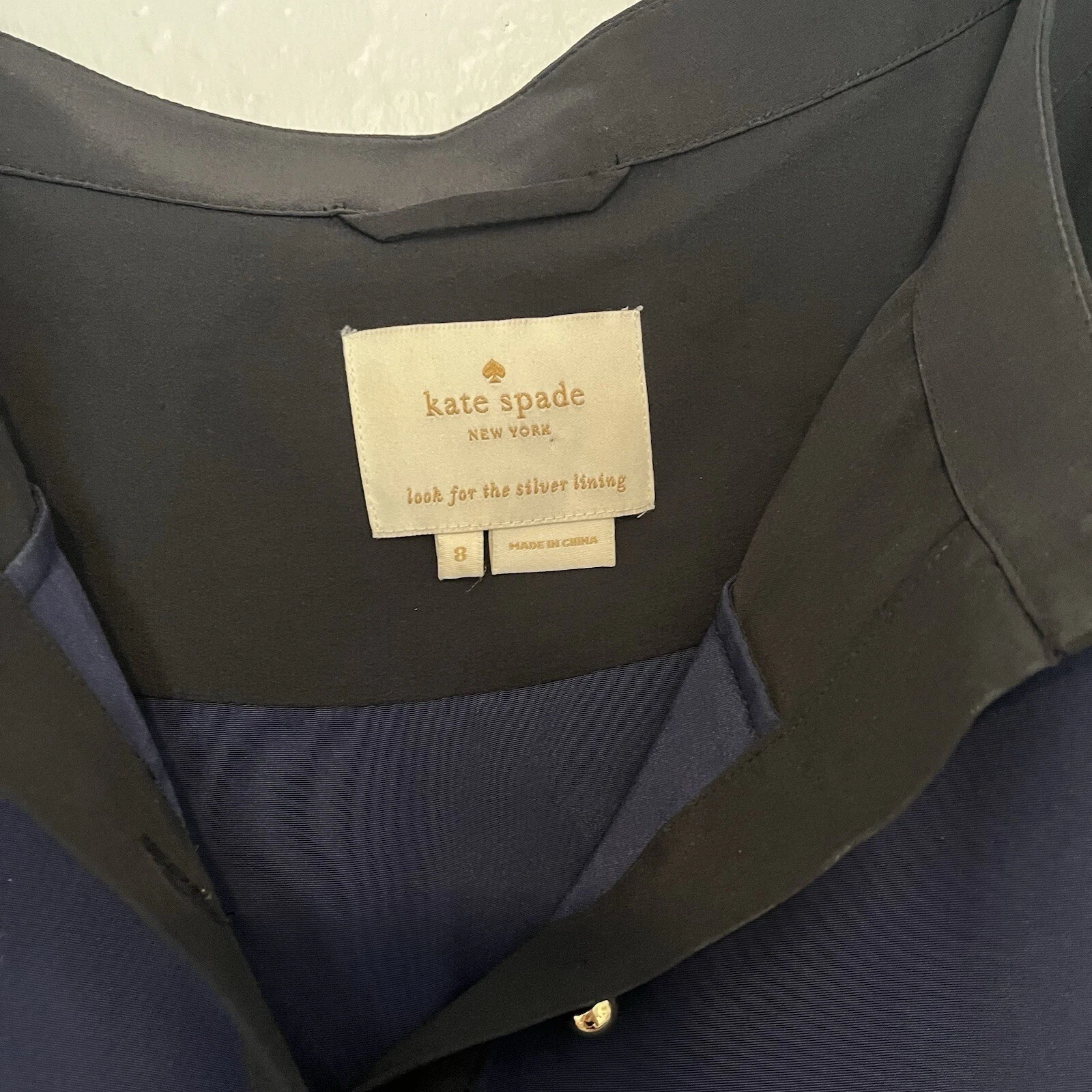 Abito Kate Spade manica lunga color block seta blu e nero donna 8
