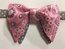 NEW Handmade Mens Bow-tie-Vintage-style-70-s-Pink-Bowtie-Pre-tied-Adjustable