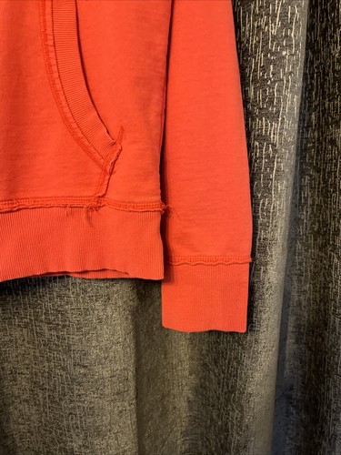 Joe Browns Coral Red Orange Hooded Sweatshirt Pocket Small Vintage - Picture 4 of 10