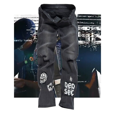 New Watch Jeans Dogs Men Pants Marcus Holloway Black Apparel Dedsec Costume Hot