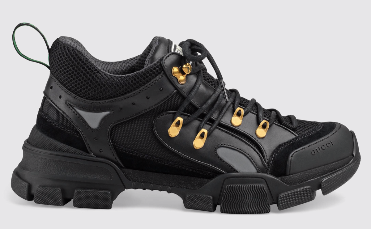 Gucci Mens Flashtrek Journey Black Leather Hiker Chunky Boot