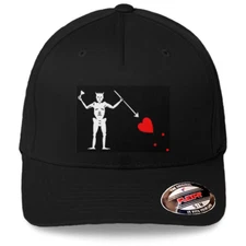 Blackbeards Flag Logo on Black Hat Flexfit Baseball Cap Printed Emblem S/M-L/XL
