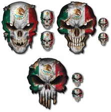 9x Mexico Flag Skull Decal Window Sticker Bumper Car Truck Mexican Latin Country