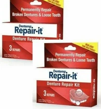 Dentemp Repair-It Denture Repair Kit - For Three Repairs (Pack Of 2 Boxes)