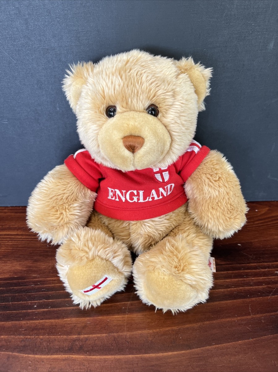 Keel Toys Bear England Red Shirt St. George Cross Plush Soccer Fan