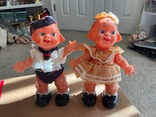 Adorable Lot Antique / Pair Of German Celluloid Jupsy Jointed 6" Dolls Germany