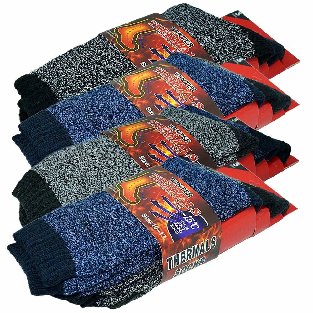 12 Pairs Mens Winter Thermal Heated Warm Heavy Duty Crew Boots Socks Size 9-13
Opens in a new window