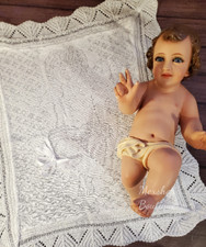 Beautiful White Ni o Dios Engraved Child God Figure Blanket Baby Crochet Blanket