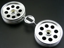 Tamiya Blockhead WILD ONE FOX 2WD Front Chrome Plated Wheels Fits Vintage RARE !