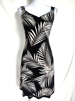 White House Black Market Reversible A Line Palm Black Dress Size XXS  Stretch | eBay