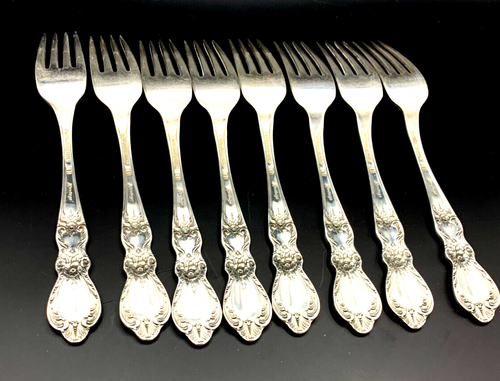 8 Vintage 1847 Rogers 1953 Heritage 7 1/2" versilberte Tafelgabeln kein Mono - Bild 3 von 10