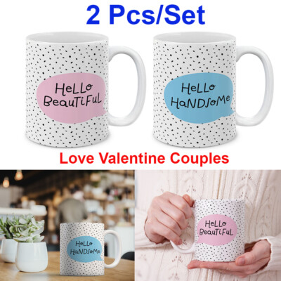 2 Pcs/Set Love Valentine Couples Ceramic Travel Mug Home Tea Coffee Cup, 11  OZ | eBay