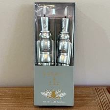 Tinsel and Fir Silver Nutcracker 10" LED Christmas Taper Candles NEW