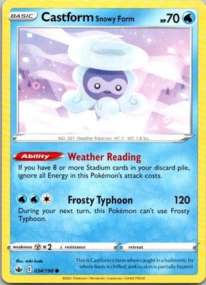 Castform Snowy Form 034/198 Common Chilling Reign Pokemon Near Mint