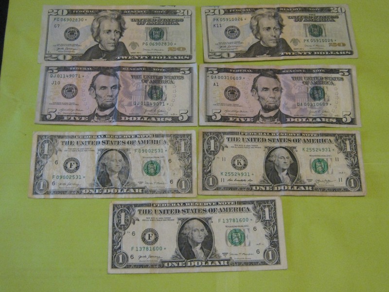 Lot of 7 Star notes. $53 in total face value