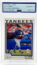 Joe Torre Signed Auto 2003 Topps Yankees Manager Card #286 PSA 10 GEM Mint Auto