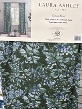  2 Laura Ashley Bramble Floral Green Pole Top Back Tab Panel 96  New 