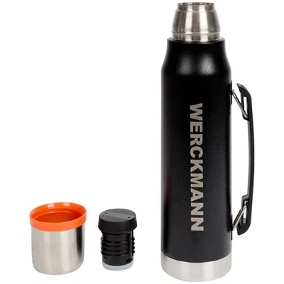 WERCKMANN Thermosflasche Edelstahl 1L Isolierflasche - Hält 12h Heiß & 24h Kalt