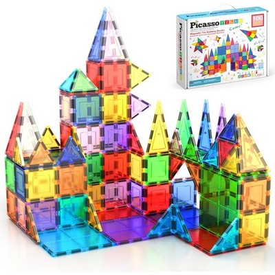 100PCS Magnetic Building Tiles, Clear 3D Construction Blocks Set
