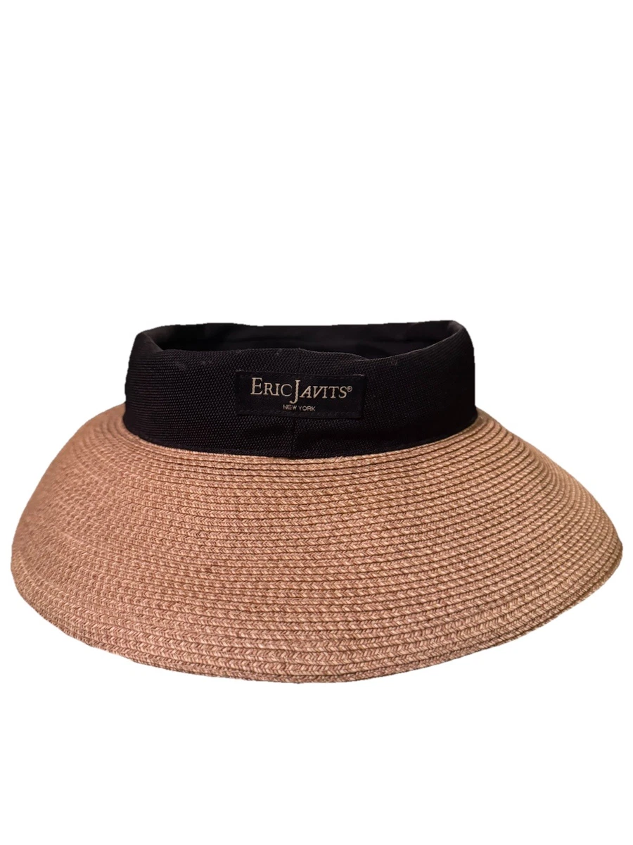 NWOT Jacobson Hat Beige & Black Straw Visor Sun Hat One Size Adjustable Amazon.com: Sun-Visor-Hat for Kids Foldable Straw-Beach-Hat  main image 3