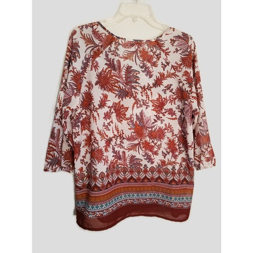 Hannah boho 3/4 sleeve blouse top Size Large - Picture 2 of 4