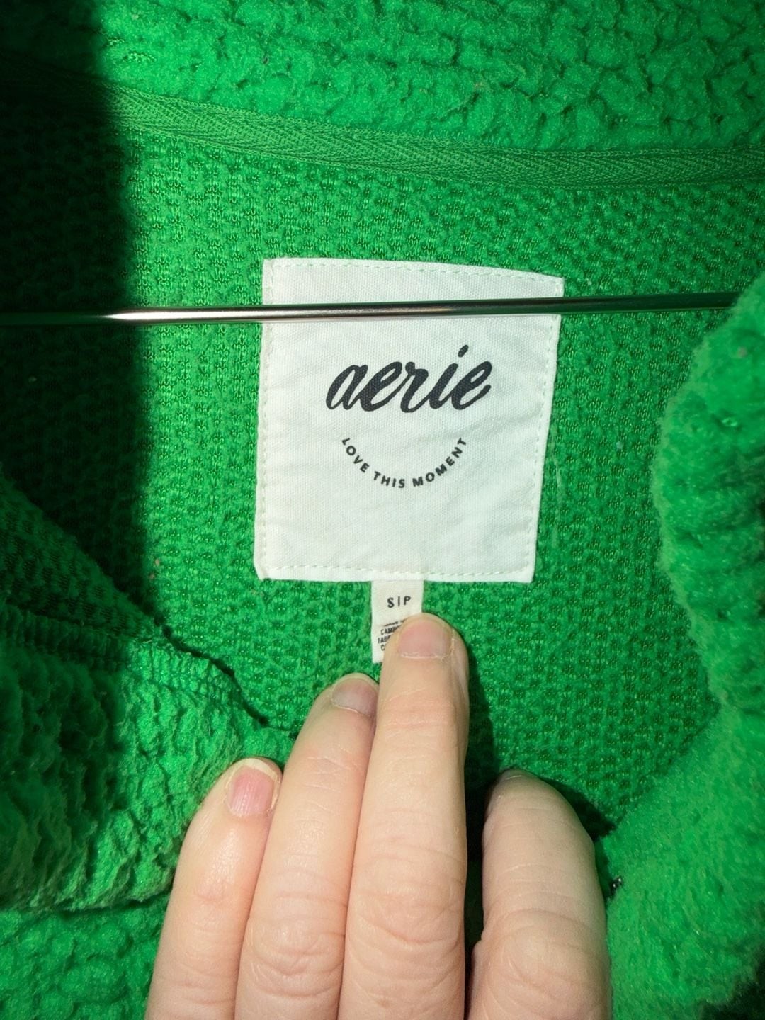 Aerie Women's Green Oversized Sherpa Button-Up Pullover Sweatshirt, photo 5