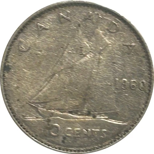 1960 Canadian Dime 80% Silver  In 2x2 Flip