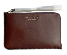 NWT Kate Spade Staci Medium L-Zip Leather Wristlet Wallet Chocolate