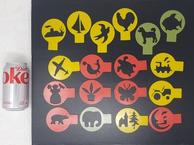 18 70s Kids Learn Plastic Art Stencil Trace Sponge Paint Animals Vehicles Nature