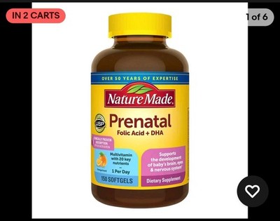 Nature Made Prenatal Multivitamin Folic Acid + DHA, 150 Softgels EXP: 08/2027