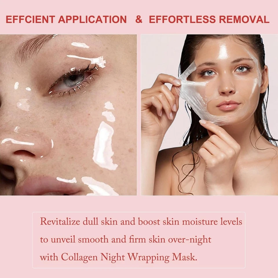 2x Collagen Night Wrapping Peel Off Facial Mask Overnight Skin Repair Jelly Mask - Image 4 of 4