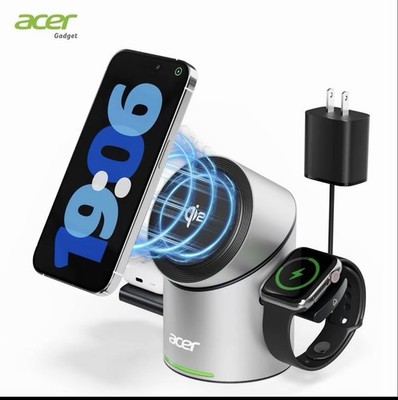 Acer S2 3-in-1 Wireless Charging Station Qi2 MagSafe iPhone Apple Watch AirPods