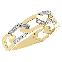 JFL 10K Gelbgold Diamant Band Flat Cuban Link Damen Ring 1/4 Ct
