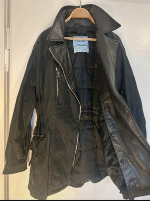 Prada Milano Nylon-Leder Hybrid Jacket mit Innenjacke   Made in Italy, Größe L