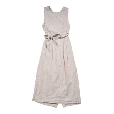 Modern Citizen Womens S Ivory Stripe Cotton Midi Dress Belted Open Back Beach