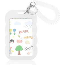 Acrylic 3 Inch Photocard Holder Keychain ID Card Protector Hard Plastic Badge