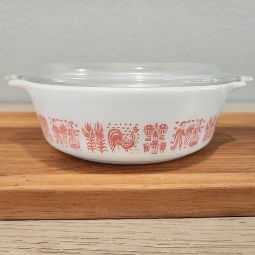 Vintage Pyrex Pink Amish Butterprint Casserole Dish With Lid #471