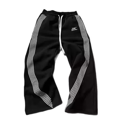 Rare Black Track Pants Y2K Sport Streetwear Baggy Sweatpants Archive Style USA