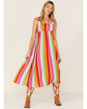 Show Me Your Mumu Multi Color Fling Midi Dress New with tags Size Large