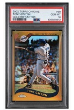 2002 Topps Chrome Padres Tony Gwynn #99 Gold Refractor PSA 10 GEM MINT POP 2 SP