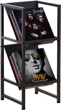 2-Tier Black Metal Vinyl Record Storage Holder for Collection