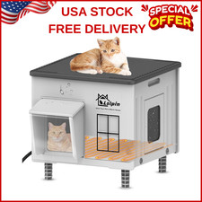 Indestructible Heated Cat House for Outside Cats Winter,Weatherproof  Insula...