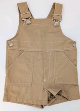 Vintage Carter's Baby Clothes Overall Shorts Tan Khaki, 1980's Size: 12 Months