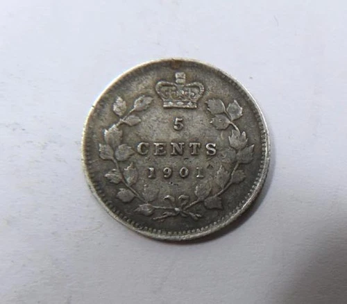 Canada Queen Victoria Sterling Silver 5 Cents 1901 SCARCE