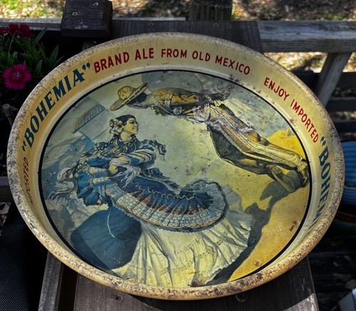 Vintage Mexican Bohemia Beer Advertising Tray Dancers