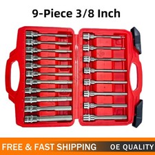 19pcs 38 Drive Extra Long Allen Hex Bit Socket Set Standard Sae Metric New