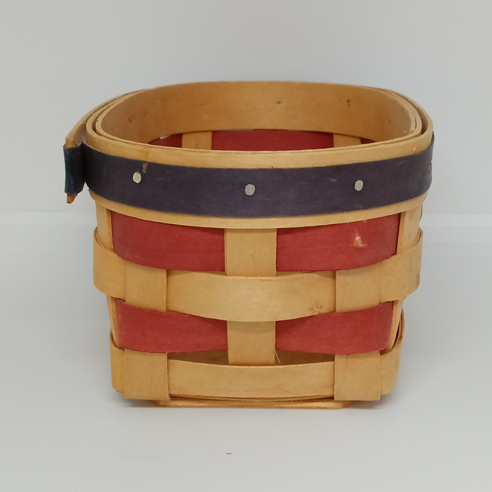 EUC Royal Craft Baskets Ohio Red Blue Patriotic Banded Basket 5.75" Signed 2001