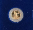 1990 1/10 oz $5 American Gold Eagle Proof Coin With COA And Box