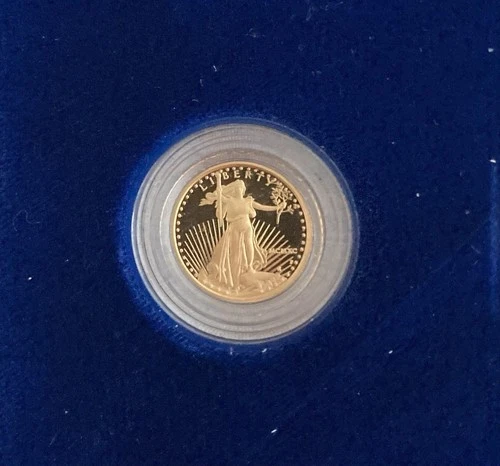 1990 1/10 oz $5 American Gold Eagle Proof Coin With COA And Box
