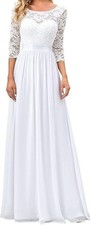 EverPretty Wedding Dress, white lace  chiffon, maxi / empire waist, size 12